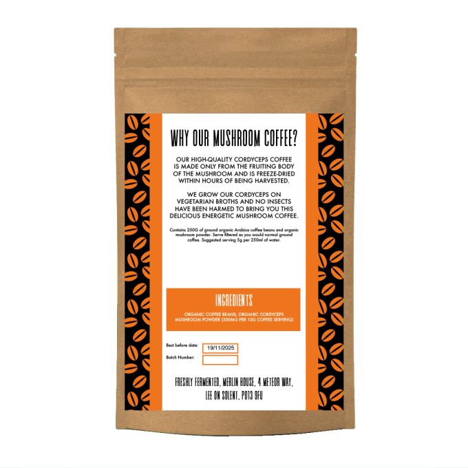Organic Cordyceps Mushroom Coffee | Grown in the UK | (250g)
