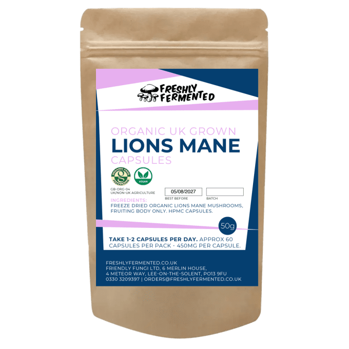 Organic Lion's Mane Capsules | Grown in the UK | 450mg x 60