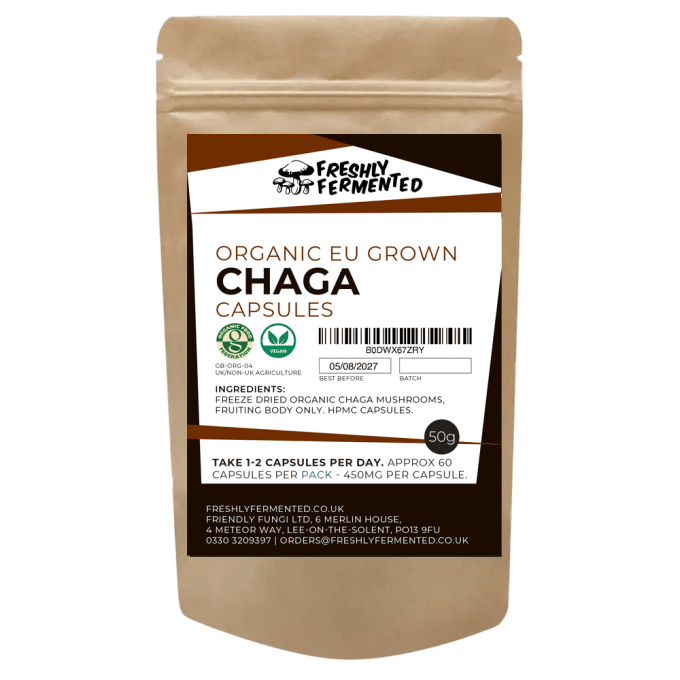 Organic Chaga Mushroom Capsules | Grown in the EU | 450MG