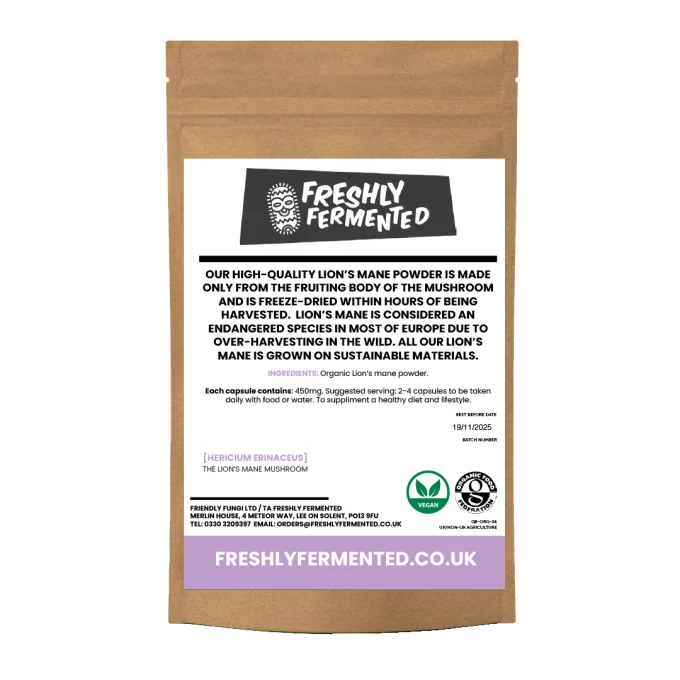 Organic Lion's Mane Capsules | Grown in the UK | 450mg x 60