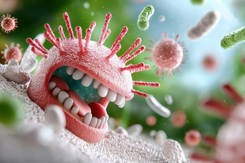 Image of bad gut bacteria reacting to kefir.